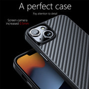 For iPhone 13 wlons Magsafe Carbon Fiber Kevlar TPU Phone Case(Black)