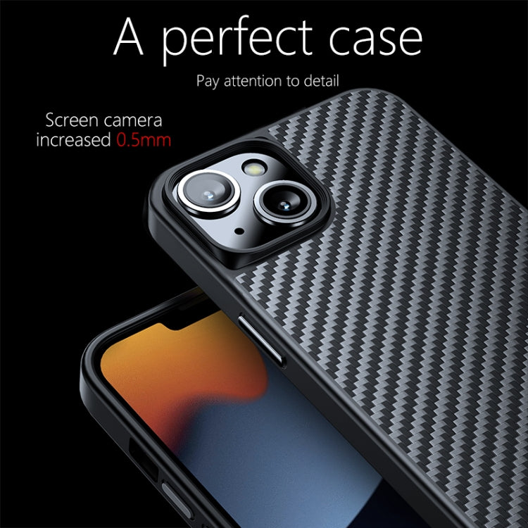 For iPhone 13 wlons Magsafe Carbon Fiber Kevlar TPU Phone Case(Black)