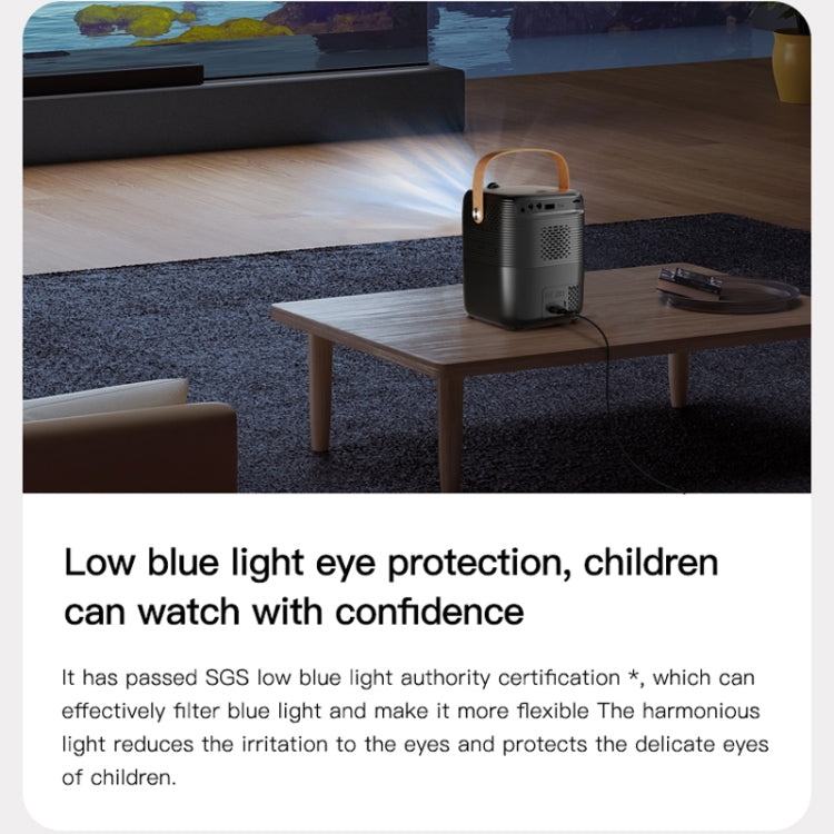 A007 Portable 1280 x 720 HD 113 ANSI Smart LED Projector, Plug:EU Plug(Black)