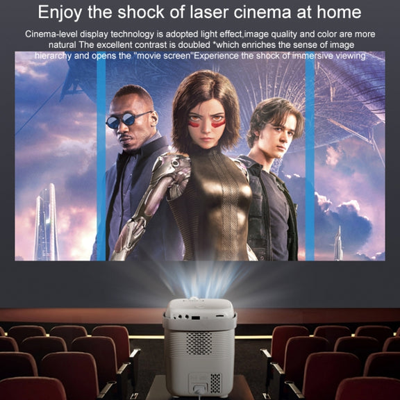 A007 Portable 1280 x 720 HD 113 ANSI Smart LED Projector, Plug:EU Plug(Black)