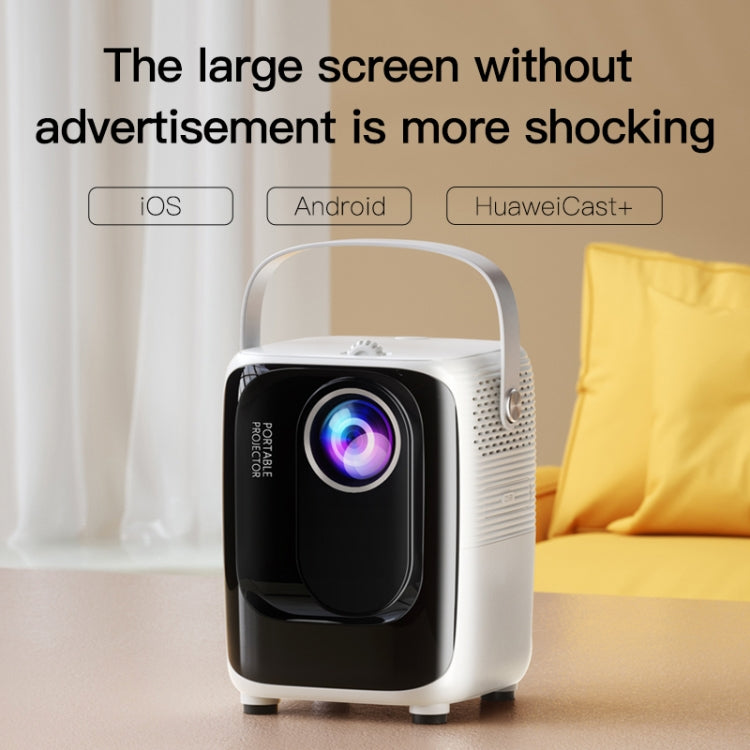 A007 Portable 1280 x 720 HD 113 ANSI Smart LED Projector, Plug:EU Plug(Black)