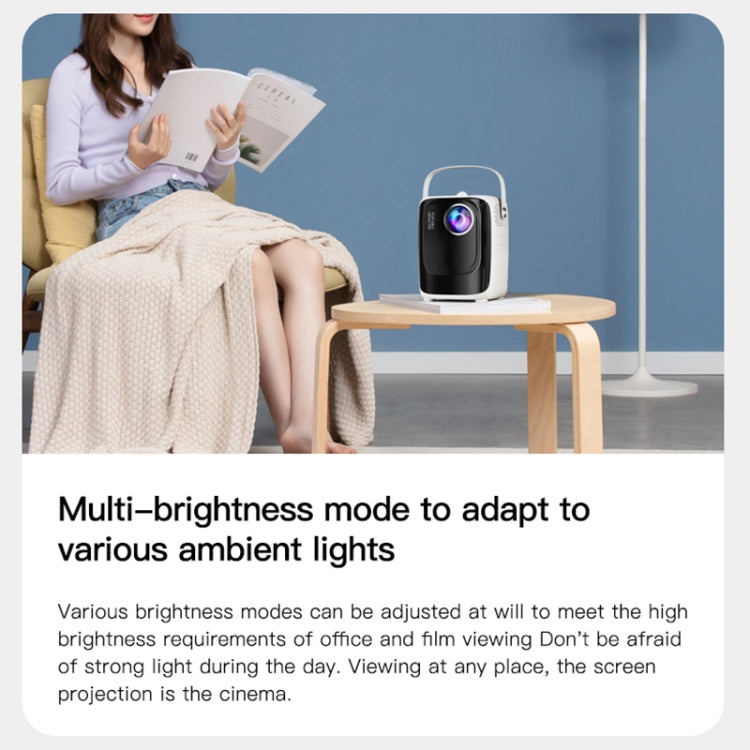 A007 Portable 1280 x 720 HD 113 ANSI Smart LED Projector, Plug:EU Plug(Black)
