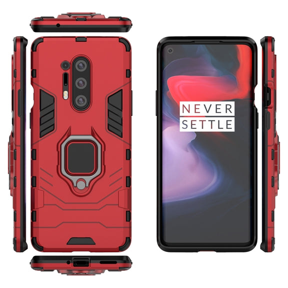 For OnePlus 8 Pro PC + TPU Anti-fall Protective Case with Ring Holder(Red)