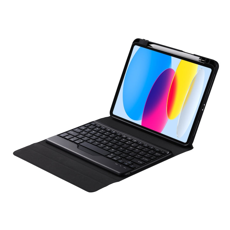 For iPad 2025 / 2022 B10 Triangle Holder Tablet Bluetooth Keyboard Leather Case(Black)