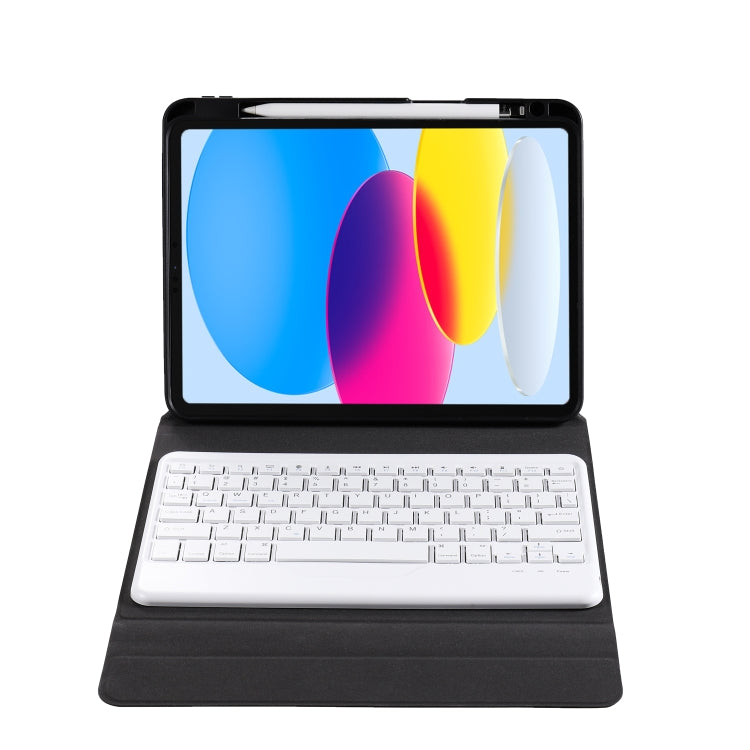 For iPad 10th Gen 10.9 2022 B10 Triangle Holder Tablet Bluetooth Keyboard Leather Case(Rainbow)