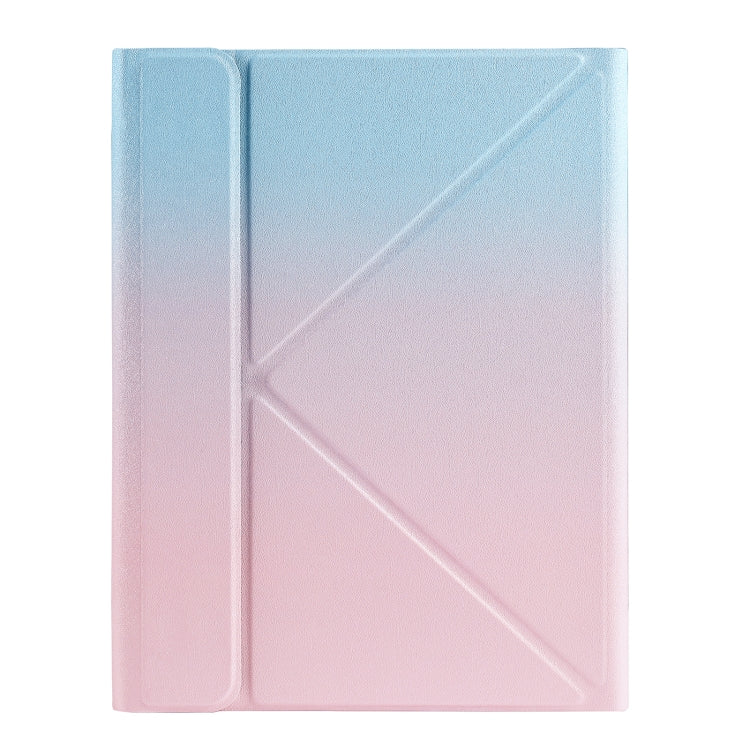 For iPad 10th Gen 10.9 2022 B10 Triangle Holder Tablet Bluetooth Keyboard Leather Case(Blue Pink)