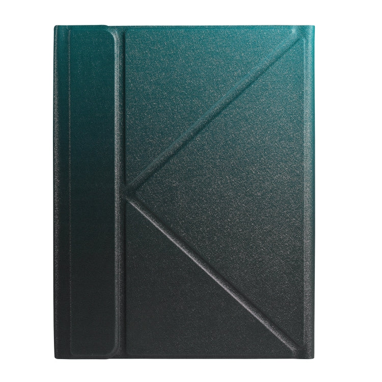 For iPad 2025 / 2022 B10 Triangle Holder Tablet Bluetooth Keyboard Leather Case(Dark Green)