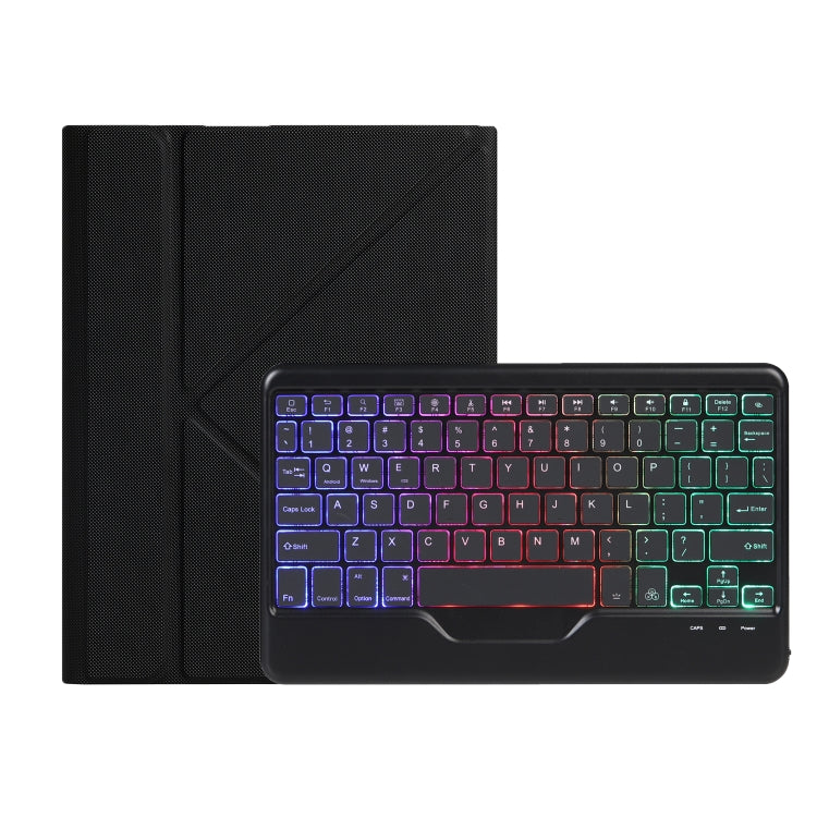 For iPad 10th Gen 10.9 2022 B10S Triangle Holder Three-color Backlight Bluetooth Keyboard Leather Case(Black)