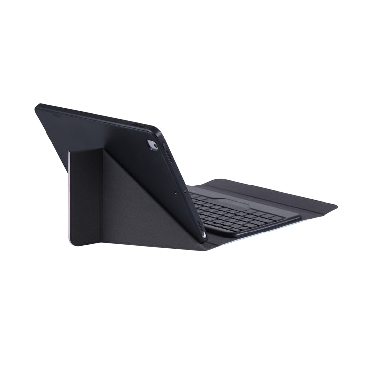 For iPad 10th Gen 10.9 2022 B10S Triangle Holder Three-color Backlight Bluetooth Keyboard Leather Case(Black)