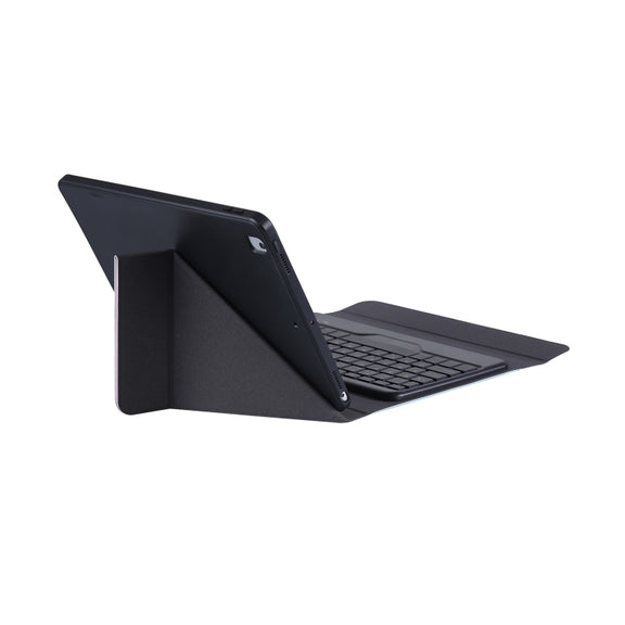 For iPad 10th Gen 10.9 2022 B10S Triangle Holder Three-color Backlight Bluetooth Keyboard Leather Case(Black)