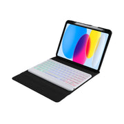 For iPad 10th Gen 10.9 2022 B10S Triangle Holder Three-color Backlight Bluetooth Keyboard Leather Case(Rainbow)
