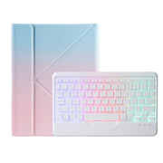 For iPad 2025 / 2022 B10S Triangle Holder Three-color Backlight Bluetooth Keyboard Leather Case(Blue Pink)