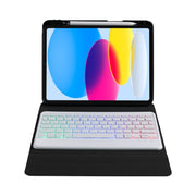 For iPad 2025 / 2022 B10S Triangle Holder Three-color Backlight Bluetooth Keyboard Leather Case(Blue Pink)