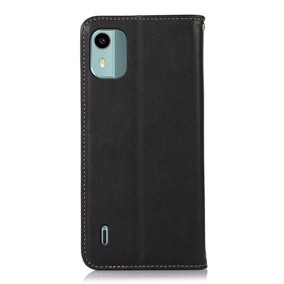 For Nokia C12 4G KHAZNEH Nappa Top Layer Cowhide Leather Phone Case(Black)