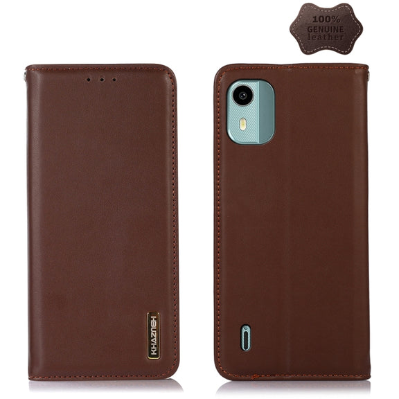 For Nokia C12 4G KHAZNEH Nappa Top Layer Cowhide Leather Phone Case(Brown)