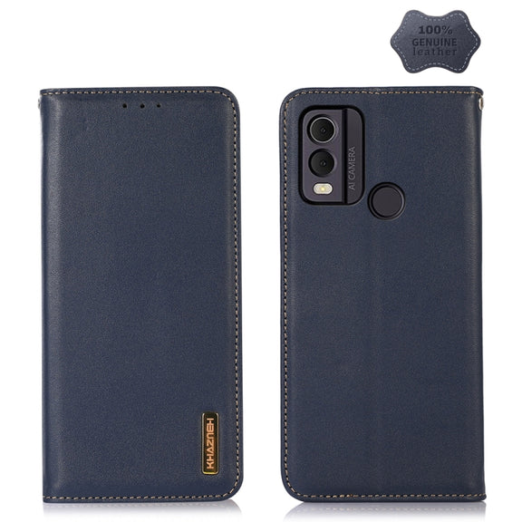 For Nokia C22 4G KHAZNEH Nappa Top Layer Cowhide Leather Phone Case(Blue)