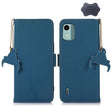 For Nokia C12 4G Genuine Leather Magnetic RFID Leather Phone Case(Blue) - Nokia Cases by PMC TechLife | Online Shopping South Africa | PMC TechLife | Buy Now Pay Later Mobicred