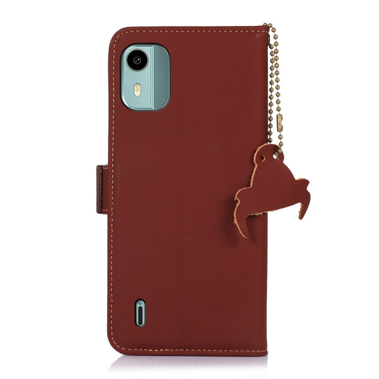 For Nokia C12 4G Genuine Leather Magnetic RFID Leather Phone Case(Coffee)
