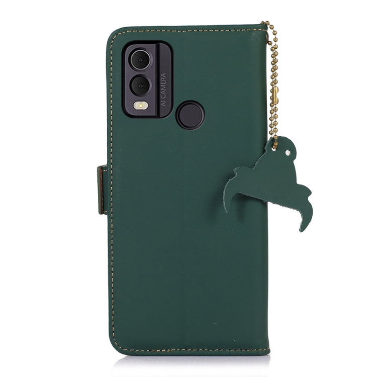 For Nokia C22 4G Genuine Leather Magnetic RFID Leather Phone Case(Green)