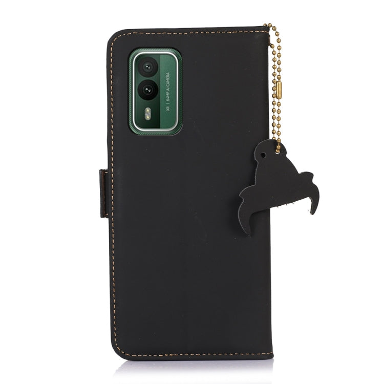 For Nokia XR21 Genuine Leather Magnetic RFID Leather Phone Case(Black)