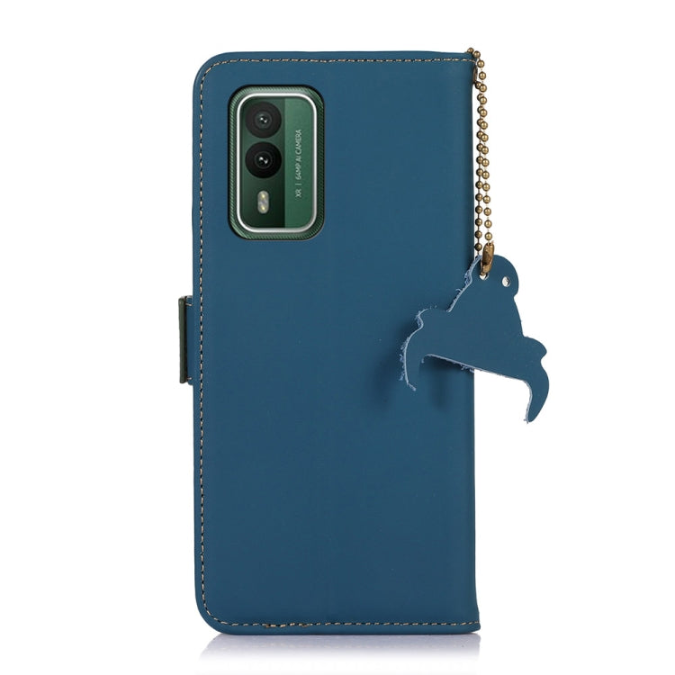 For Nokia XR21 Genuine Leather Magnetic RFID Leather Phone Case(Blue)