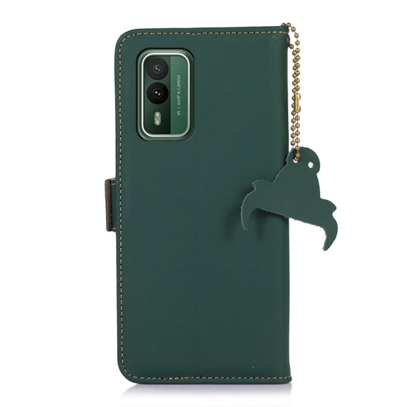 For Nokia XR21 Genuine Leather Magnetic RFID Leather Phone Case(Green)