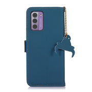 For Nokia G42 Genuine Leather Magnetic RFID Leather Phone Case(Blue)