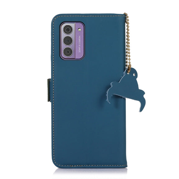 For Nokia G42 Genuine Leather Magnetic RFID Leather Phone Case(Blue)