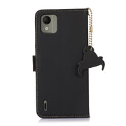 For Nokia C110 Genuine Leather Magnetic RFID Leather Phone Case(Black)