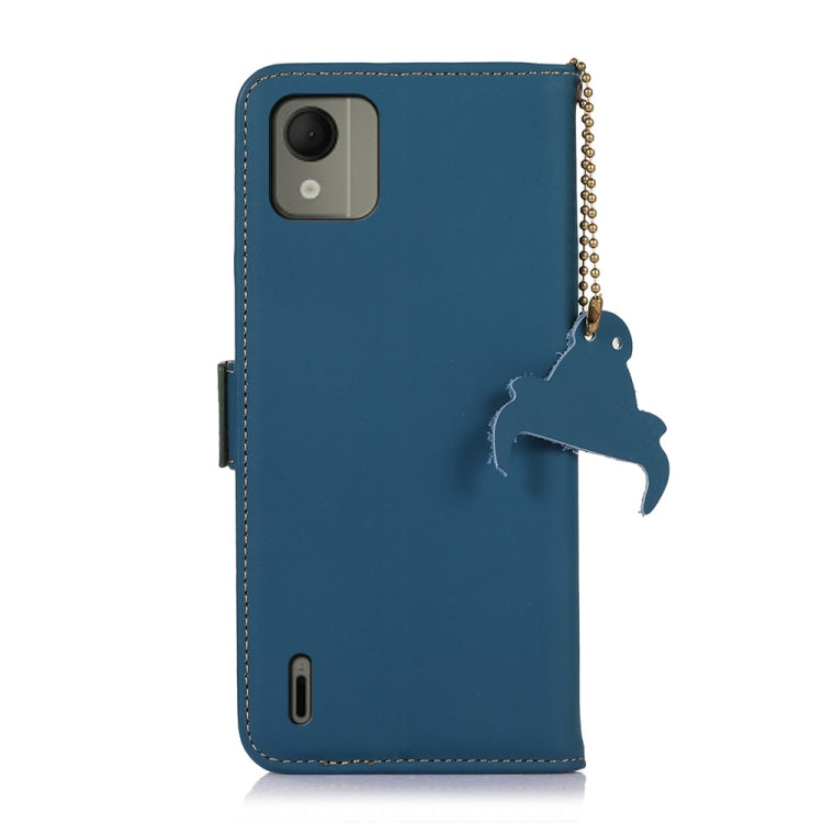 For Nokia C110 Genuine Leather Magnetic RFID Leather Phone Case(Blue)