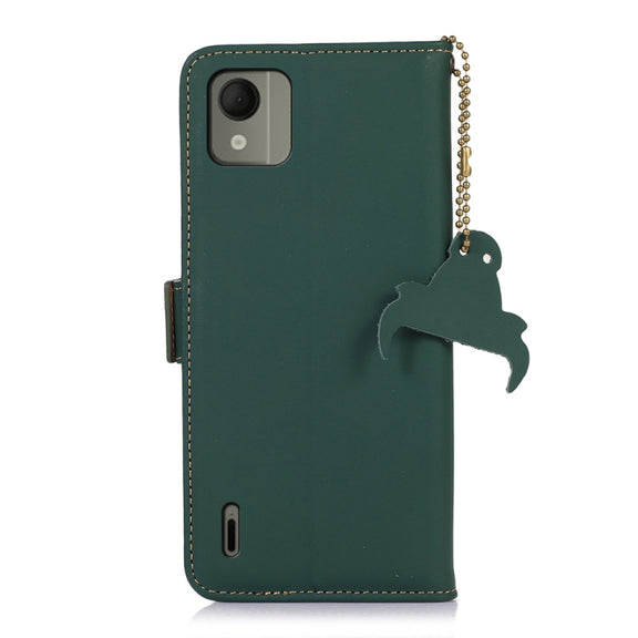 For Nokia C110 Genuine Leather Magnetic RFID Leather Phone Case(Green)