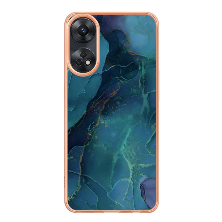 For OPPO Reno 8T 4G Electroplating Marble Dual-side IMD Phone Case(Green 017)