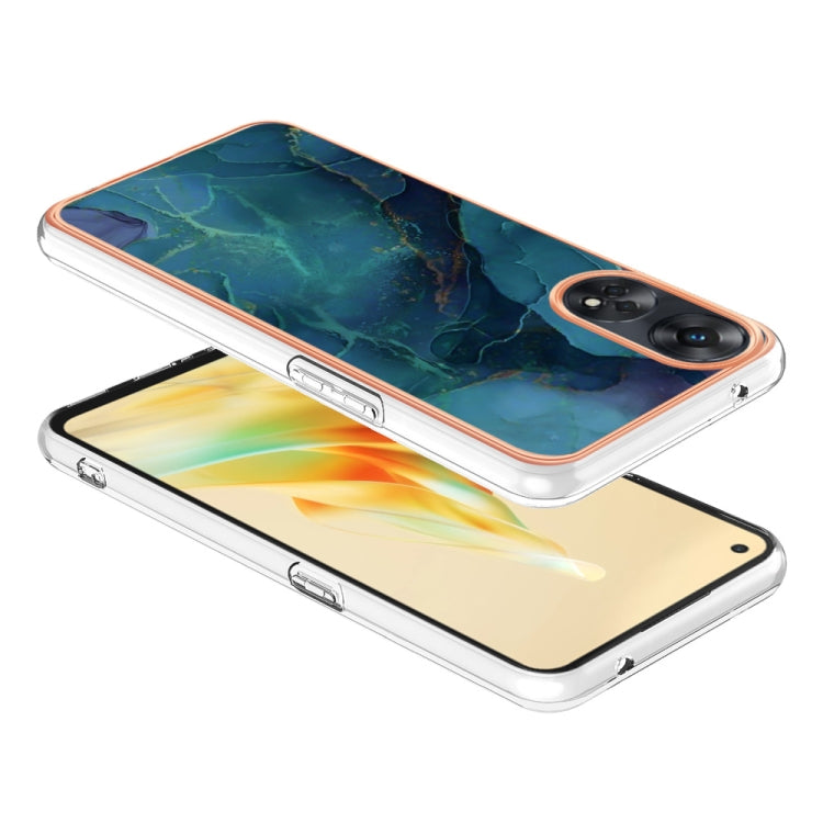 For OPPO Reno 8T 4G Electroplating Marble Dual-side IMD Phone Case(Green 017)
