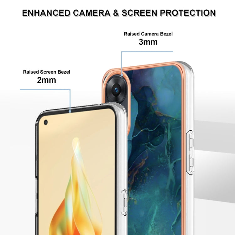 For OPPO Reno 8T 4G Electroplating Marble Dual-side IMD Phone Case(Green 017)