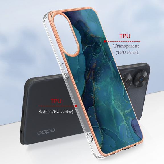 For OPPO Reno 8T 4G Electroplating Marble Dual-side IMD Phone Case(Green 017)