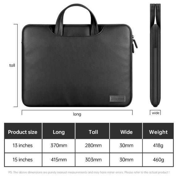 Water-resistant PU Laptop Bag Inner Bag, Size:13 / 14 inch(Grey)