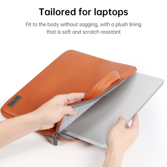Water-resistant PU Laptop Bag Inner Bag, Size:13 / 14 inch(Grey)