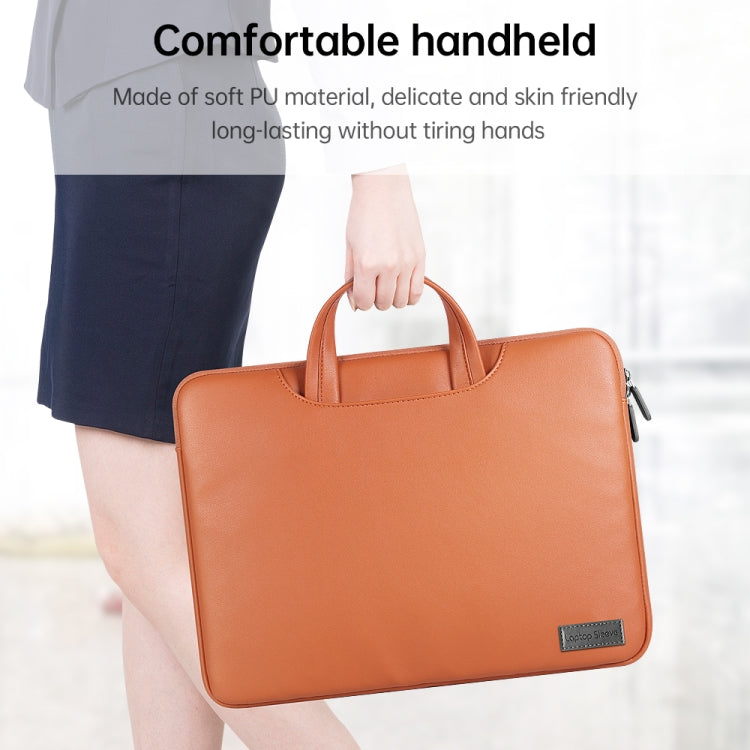 Water-resistant PU Laptop Bag Inner Bag, Size:13 / 14 inch(Grey)