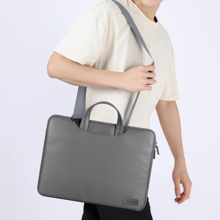 Water-resistant PU Laptop Bag Inner Bag, Size:13 / 14 inch(Grey)
