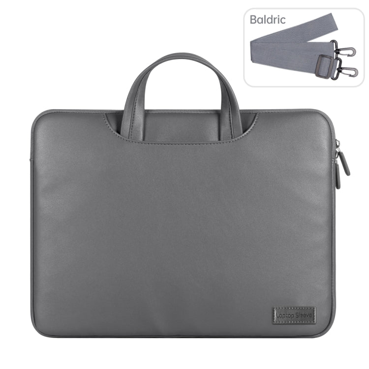 Water-resistant PU Laptop Bag Inner Bag, Size:15 inch(Grey)