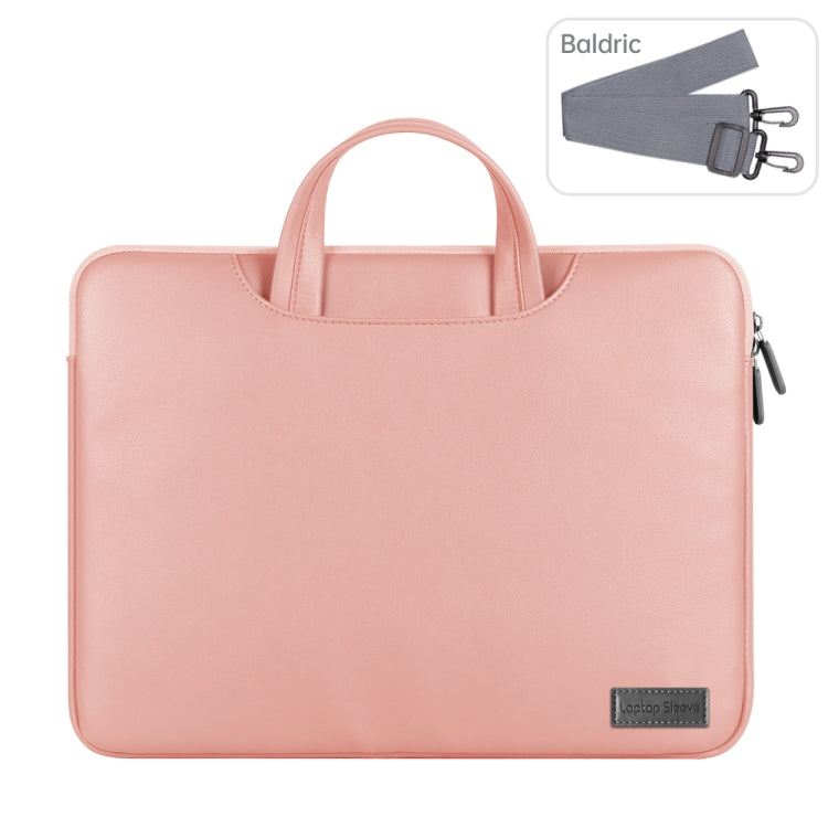 Water-resistant PU Laptop Bag Inner Bag, Size:15 inch(Rose Gold)