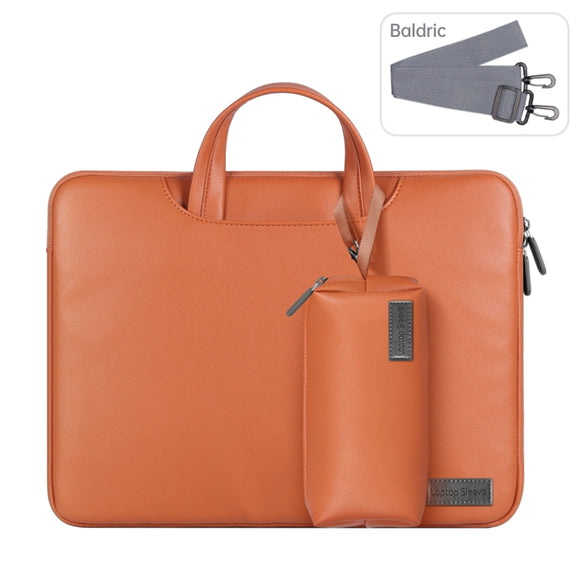Water-resistant PU Laptop Bag Inner Bag with Power Pack, Size:15 inch(Brown)