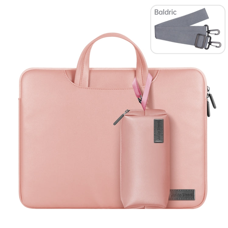 Water-resistant PU Laptop Bag Inner Bag with Power Pack, Size:15 inch(Rose Gold)