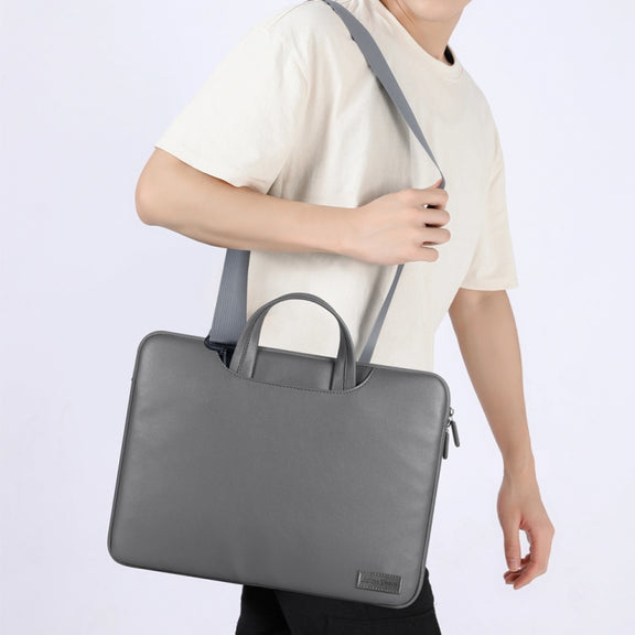 Water-resistant PU Laptop Bag Inner Bag with Power Pack, Size:15 inch(Brown)