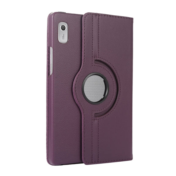 For Lenovo Tab M9 360 Degree Rotation Litchi Texture Tablet Leather Case with Holder(Purple)