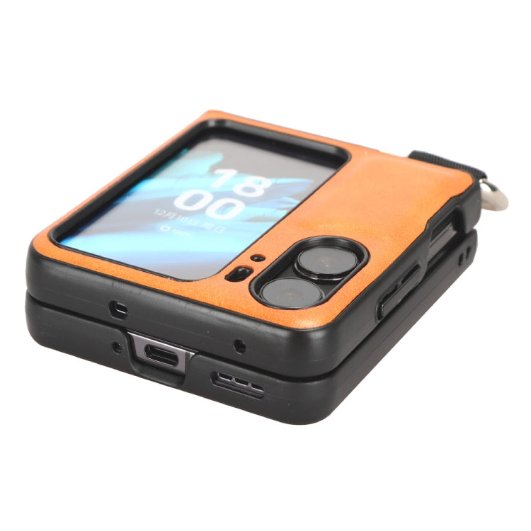 For OPPO Find N2 Flip Vintage Texture Ring Phone Case(Yellow)