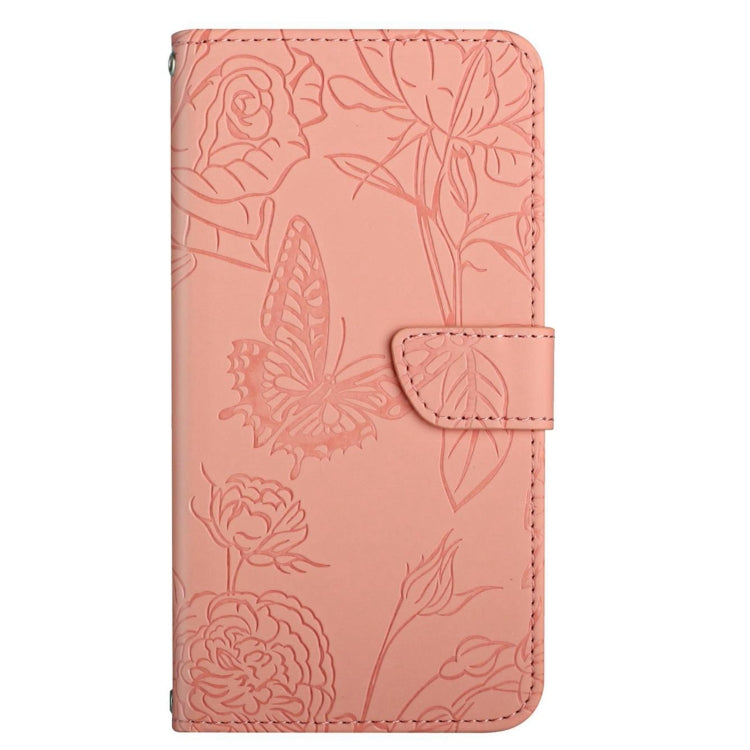 For vivo V27 HT03 Skin Feel Butterfly Embossed Flip Leather Phone Case(Pink)