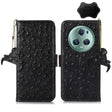 For Honor Magic5 Pro Ostrich Pattern Genuine Leather RFID Phone Case(Black) - Honor Cases by PMC TechLife | Online Shopping South Africa | PMC TechLife | Buy Now Pay Later Mobicred