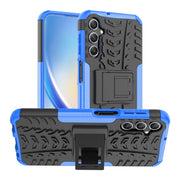 For Samsung Galaxy A24 4G Tire Texture TPU + PC Phone Case with Holder(Blue)