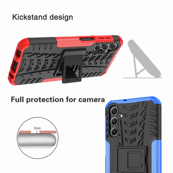 For Samsung Galaxy A24 4G Tire Texture TPU + PC Phone Case with Holder(Blue)